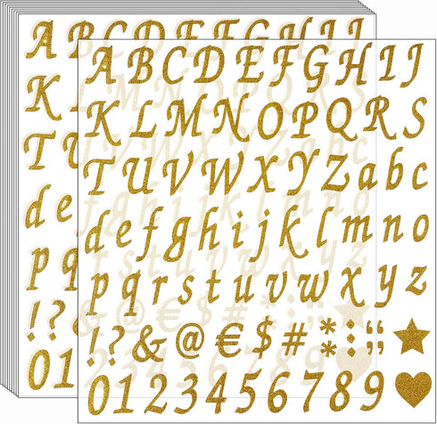 800 Pieces 10 Sheets Glitter Alphabet Letter Stickers, Self Adhesive Alphabet Number Stickers, letter and Number Stickers, Decals for Sign, Grad C...
