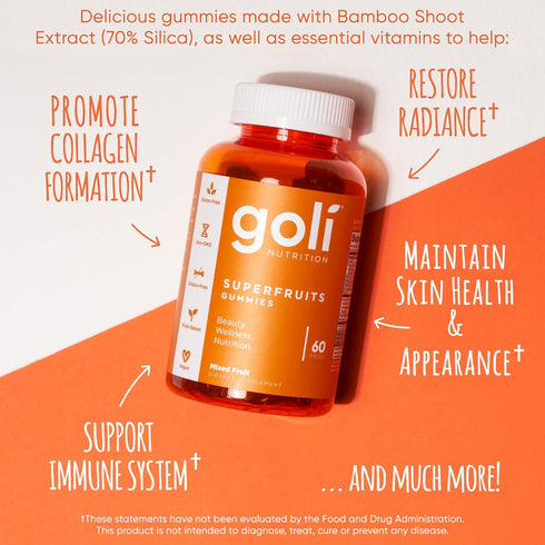 Goli Nutritional Supplement, SuperFruits Beauty Gummy Vitamin - 60 Count - Collagen-Promoting Ingredients - Mixed Fruit, Vegan, Plant-Based, Non-G...