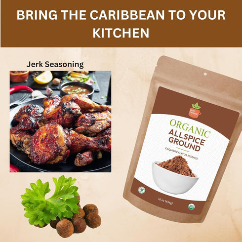 SPICY ORGANIC Pure Organic Allspice Ground 4 oz. - Certified USDA Organic - Allspice Seasoning for Baking, Marinades, Pickling, Stews, Sauces, and...
