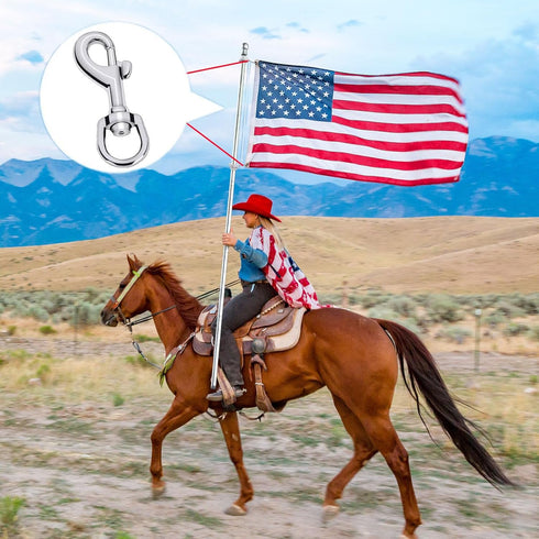 4PCS Flag Swivel Snap Clips Stainless Steel Flag Snaps Hooks Heavy Duty Metal Flagpole Accessories Eye Bolt Clips for Pet Leash, Key Chain, Leathe...