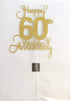 60th Wedding Anniversary Cake Topper, Wedding Anniversary Party Decoration with Premium Gold Glitter...