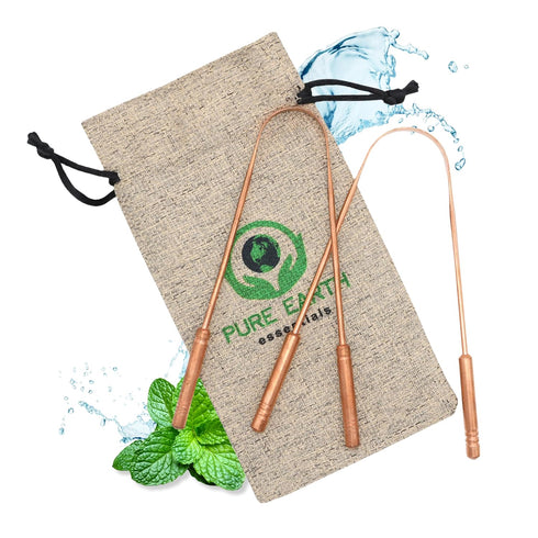 Pure Copper Tongue Scraper for Adults and Kids - Reusable Tongue Scraper Copper - Tough Scraper Oral Care - Travel Tongue Scraper Ayurvedic with C...