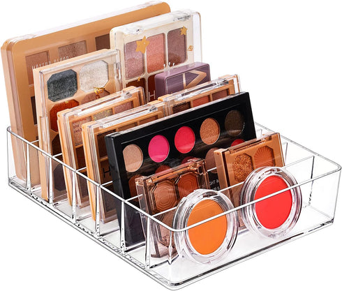 JessLab Eyeshadow Palette Makeup Organizer, Acrylic 7-Section Divided Make up Organizers and storage for Bathroom Vanity Countertop, Transparent, ...
