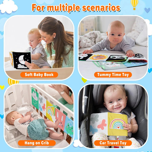 OKOOKO Black and White Baby Book High Contrast Baby Toy 0-6 Months Baby Soft Book Tummy Time Toy Crib Stroller Toy Montessori Sensory Toy Early Ed...