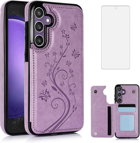 Asuwish Phone Case for Samsung Galaxy S23 FE 5G with Tempered Glass Screen Protector and Card Holder Wallet Cover Stand Flip Leather Cell Accessor...