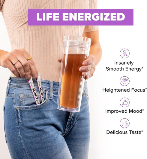 SkinnyStix Energy Drink Mix + Antioxidants. Heightens Focus, and Offers Incredible Energy, Delicious 10-Calorie Packets – 15 Packets, Berry Fusion...