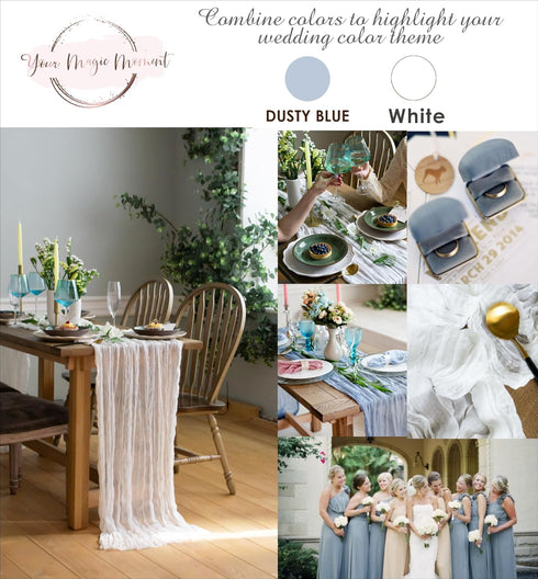 White Gauze Table Runner Cotton Wedding Decorations Rustic Cheesecloth Table Runner Cheese cloth Fabric Bulk for white party décor, bohemian table...