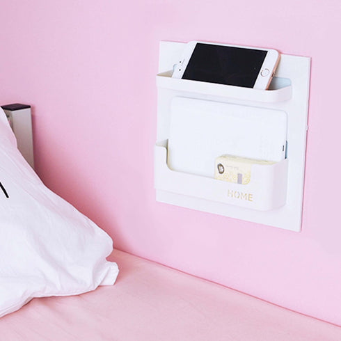 Bedside Shelf Accessories Organizer- Wall Mount Self Stick On,Ideal for Glasses,Remote,Earphone, Cell Phone Charger,Manicure Kit...
