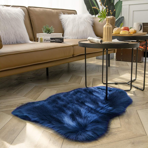 Ashler faux fur rug, Fluffy Shaggy Area Rug Ultra Soft 2 x 3 Feet Sheepskin Fur Rug, Navy Blue Fuzzy Rug Machine Washable Shag Rug, Nursery Decor ...