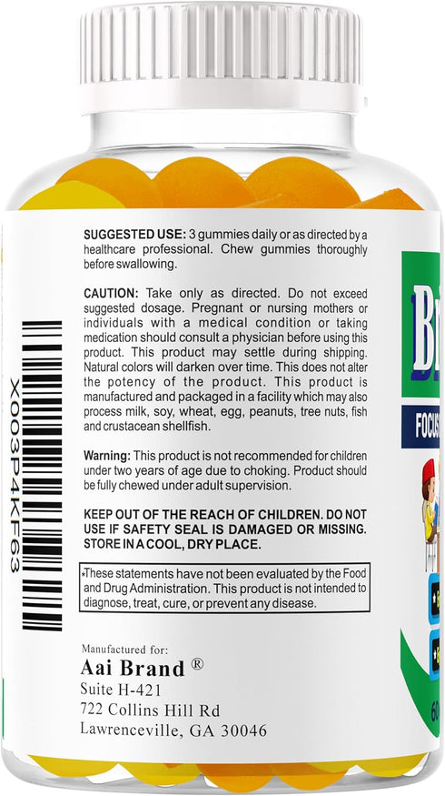 BrightStart Brain Focus Vitamins for Kids & Teens, Attentive Child Supplement Omega 3 for Kids, Focus Booster Nootropic Supplement Support Attenti...