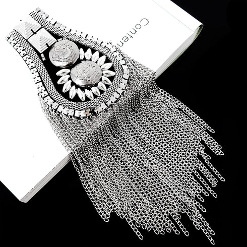 Honbay 1 Pair of Metal Tassel Chain Shoulder Epaulets Shoulder Boards Badge Fixed with Pins for Men and Women...