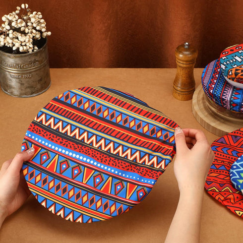 Patelai 10 Pieces Bowl Covers Reusable in 5 Size Stretch Cloth Fabric Bowl Covers Elastic Food Storage Covers Cotton Bread Bowl Covers Reusable Li...