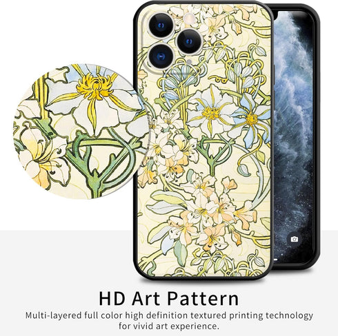 Berkin Arts Compatible with iPhone 11 Pro Case Silicone Cover with Screen Protector Art Nouveau Floral Flower (Clematis by Alphonse Mucha)...