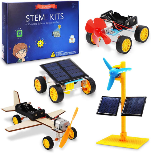 STEM 4 Set Solar Motor Kit,Electric Science Experiment Projects,Educational Building Electronic Car Kit for Kids,DIY STEM Toys for Boys and Girls...