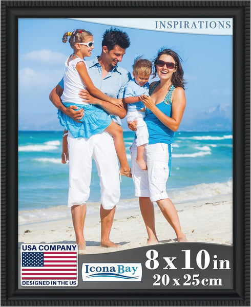 Icona Bay 8x10 Black Picture Frame Beautifully Detailed Molding, Contemporary Picture Frame Set, Wall Mount or Table Top, Inspirations Collection...