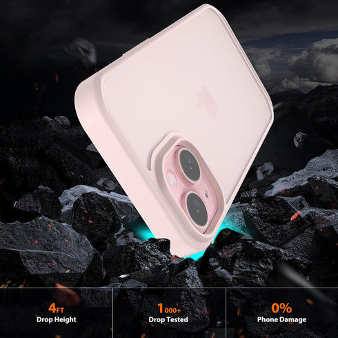 Designed for iPhone 15 Case, 4FT Military Grade Drop Protection,Translucent Matte Hard Back with Soft Edge Airbag, Protective Phone Cases for iPho...