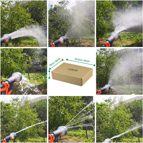 Garden Hose Nozzle 2 Pack Heavy Duty Hose Spray Gun 8 Way High Pressure Hand Sprayer Spray Nozzle for Watering Lawn Car Washing Pet Bathing Sidewa...