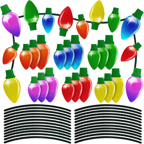 90PCS Christmas Car Refrigerator Decorations - 42 Reflective Bulb Light Shaped Magnets 48 Magnetic Wires Ornaments Set Xmas Holiday Cute Decor...