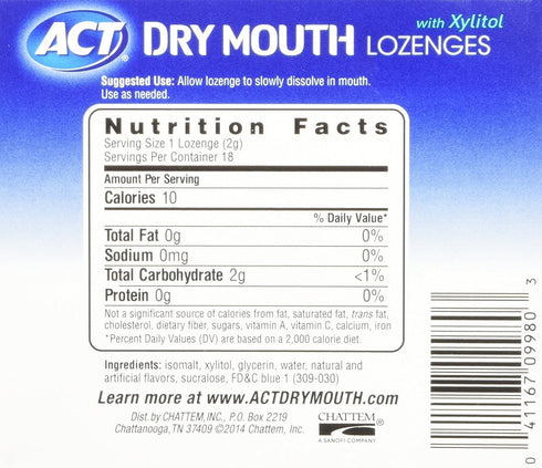 ACT Dry Mouth Lozenges With Xylitol 18 Count (Pack of 1) (Packaging May Vary)...