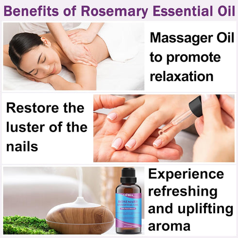 Organic Rosemary Oil for Hair Growth,100% Pure Undiluted Light-Weight Non-Greasy Rosemary Essential Oil for Hair,Scalp & Skin Care,Natural Hair Gr...