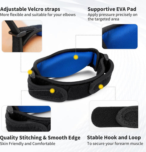 CAMBIVO 2 Pack Tennis Elbow Brace for Men & Women, Elbow Pain Relief for Tendonitis, Tennis & Golfer's Elbow, Adjustable Elbow Strap with Compress...
