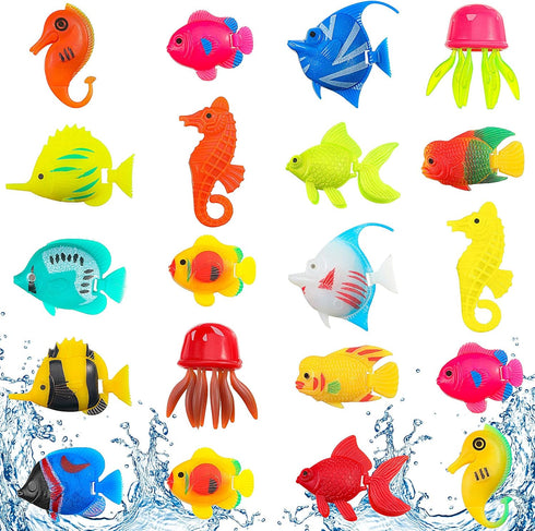 Weewooday 20 Pieces Artificial Moving Fishes Plastic Floating Fishes Lifelike Fish Ornament Aquarium Decorations for Fish Tank (Jellyfish and Seah...