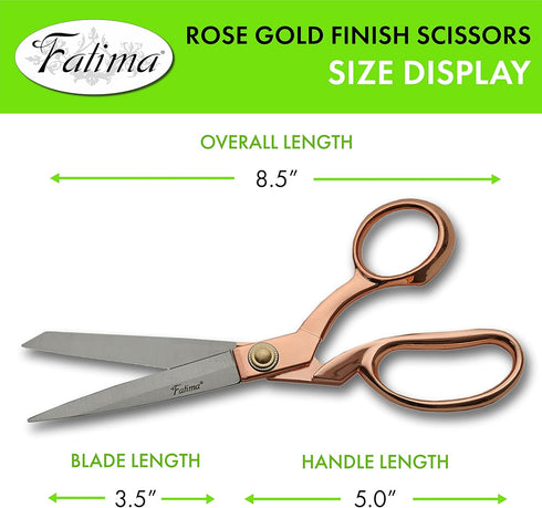 Szco Supplies 8.5” Fatima Heavy-Duty Professional Fabric Tailor Scissors For Home Crafts And Office With Rose Gold Finished Handle...