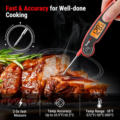 F05 Digital Meat Thermometer for Cooking with Motion Sensing, Waterproof Food Thermometer for Kitchen BBQ Oil Grill Smoker Candy Thermometer Black...