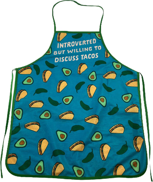 Crazy Dog T-Shirts Introverted But Willing to Discuss Tacos Funny Cinco De Mayo Graphic Kitchen Accessories...