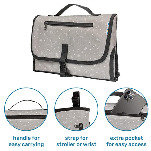 Enovoe Portable Diaper Changing Pad for Baby - Convenient, Durable, Waterproof Travel Changing Mat with Built-in Head Pillow for Your Infant - Gre...