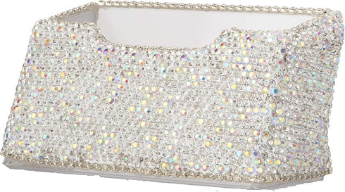 TISHAA Business Card Holder Stand - Bling Name Cards Office Desk Desktop Table Top Organizer Luxury Display Pocket Case Accessories White Crystal ...