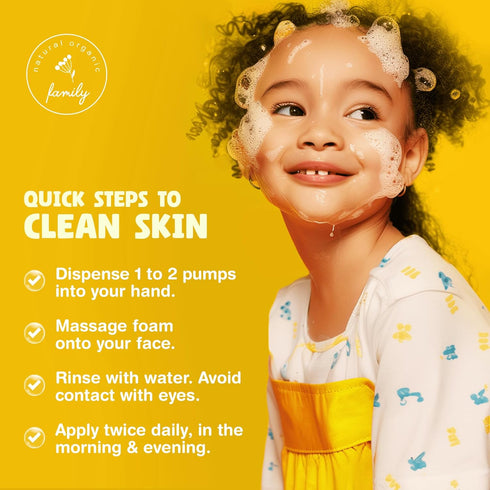 Kids Organic Foaming Face Wash - Natural Skincare for Teen Girls 10-12 - Gentle Facial Cleanser Cream for Dry Sensitive Skin - Hydrating Exfoliati...