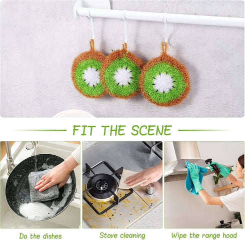 CALLARON 5Pcs Dishwashing Pad Acrylic Dish Towel Scrubbing Dish Sponge Pot Cleaning Sponges Kitchen Cleaning Vegetable Scrubber Dishwashing Scrubb...