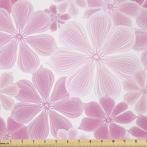 Lunarable Pale Pink Fabric by The Yard, Flower Pattern in Rosy Shades Coming of The Spring Themed Daisies, Stretch Knit Fabric for Clothing Sewing...