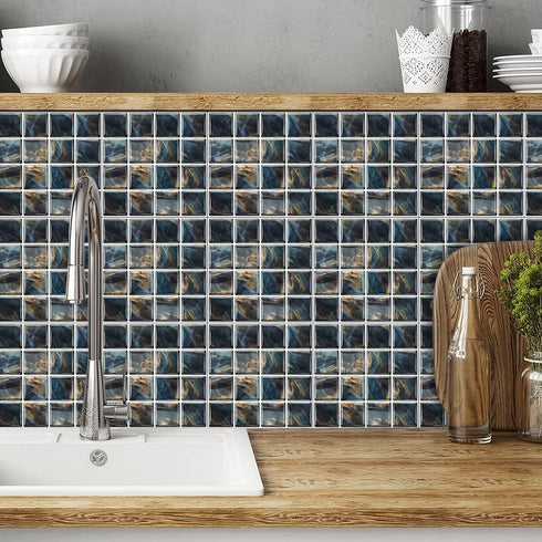 25Pcs Self-adhesive Mosaic Tile transfer for Home Decor, Peel and stick Tile Decal, Water-proof Backsplash Tile Sticker for Kitchen Bathroom,6x6in...