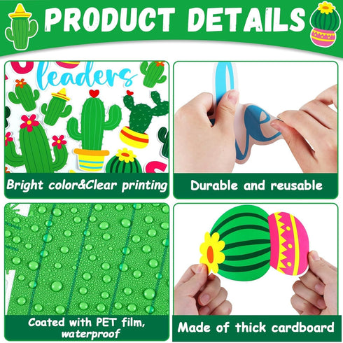 96pcs Cactus Bulletin Board Set Classroom Decorations Green Plants DIY Photo Craft Cutouts You Can’t Touch This Sharp Bunch Of Leaders Cutout for ...