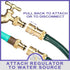 Soaker Hose Pressure Reducer Regulator with Integrated Female Quick Connector - Includes Male Connector with 3/4 GHT Threads and Integrated 1/2 In...