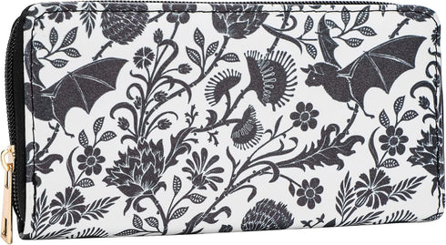 Skull Wallets for Women, Zip Around Goth Wallet Large Capacity Phone Case Long Purse Credit Card Clutch for Women Ladies Girls (Goth Bat)...