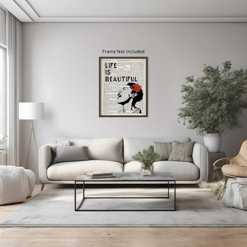 Posterizer 1 pcs-Billie Holiday Street Graffiti Dictionary Print-Life is Beautiful-Musical Art Collection-Afro-American Art Collection-Living Room...