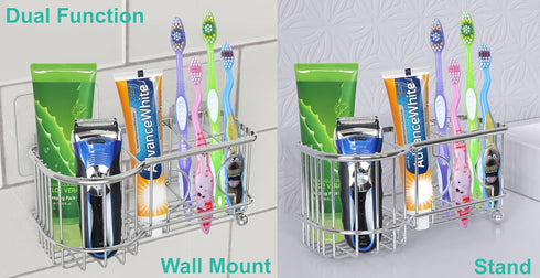 Simple Houseware Stainless Steel 6 Slots Toothbrush Holder Adhesive Wall Organizer, Chrome...
