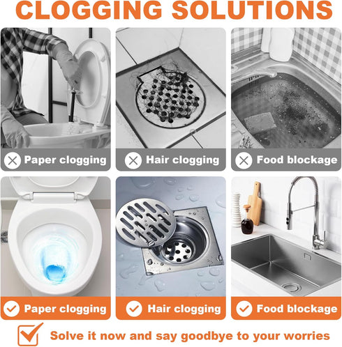 Drain Clog Remover 12 Pack Drain Cleaner Powerful Clogged Drain Sink Drain Clog Remover Hair Clog...