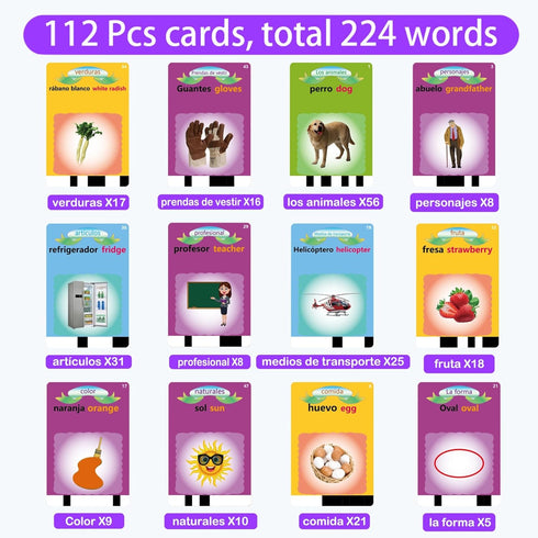 Spanish Learning Flash Cards for Toddlers 2-4 Years Bilingual Spanish English, Speech Therapy Toys, Preschool Educational Learning Talking Sight W...