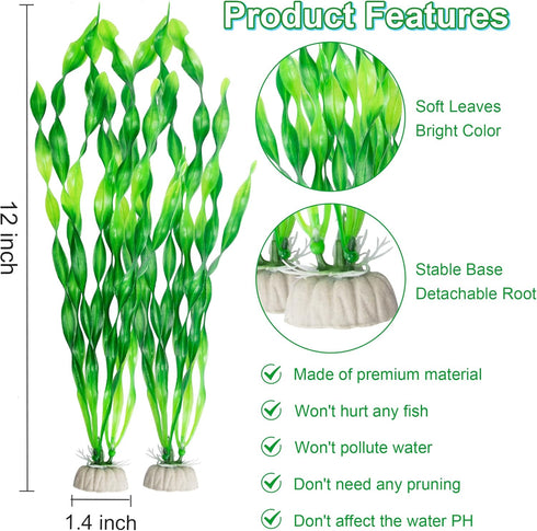 MyLifeUNIT Artificial Seaweed Water Plants for Aquarium, Plastic Fish Tank Plant Decorations 10 PCS (Green)...