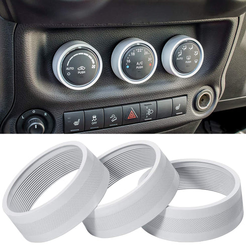 Audio Air Conditioning Button Cover Decoration Twist Switch Ring Trim for Jeep Wrangler JK JKU Patriot 2011-2018, Compass 11-16, Liberty 08-12, Do...