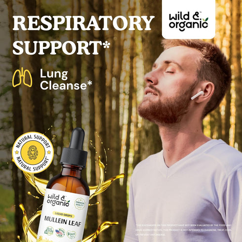 Mullein Leaf Tincture - Lung Detox - Organic Mulein Drops for Lung Health - Lung Cleanse - Mullein Leaf Liquid Extract Supplement - Vegan, No Addi...