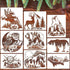 9 PCS Animal Stencils Wild Animal Stencils for Painting Reusable Deer Wolf Bear Owl Stencils Templates Large Jungle Animal Painting Stencils for P...