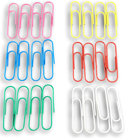 4" Inch Mega Large Jumbo Giant Big Colored Paper Clips Massive Mega 24 Pack 100mm (Blue, Yellow, Green, White, Red, Pink)...