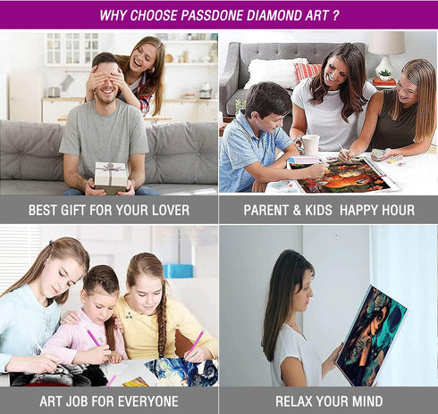 DIY 5D Diamond Painting Kits for Adults Diamond Art Diamond Painting Full Drill Arts Craft by Number Kits for Beginner Home Decoration 12x16 inch ...