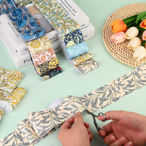 50Pcs William Morris Floral Jelly Fabric Strips Roll for Quilting Crafting Spring Summer Floral Precut Patchwork for Sewing DIY Crafts 2.55 Inch P...