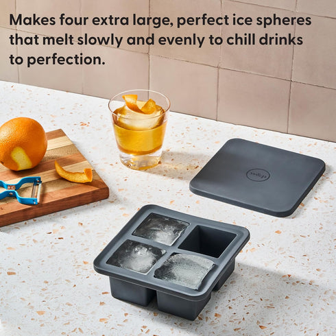 W&P Peak Silicone Extra Large Cube Ice Tray w/ Protective Lid | Blue Peak | Easy to Remove Ice Cubes | Food Grade Premium Silicone | Dishwasher Sa...